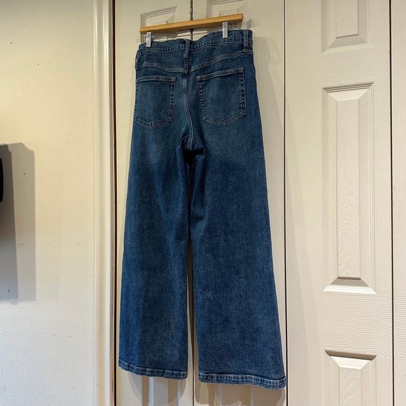 GAP High Rise Stride Jeans Dark Wash Stretch High Waisted Wide Leg 32 14 - Picture 9 of 12